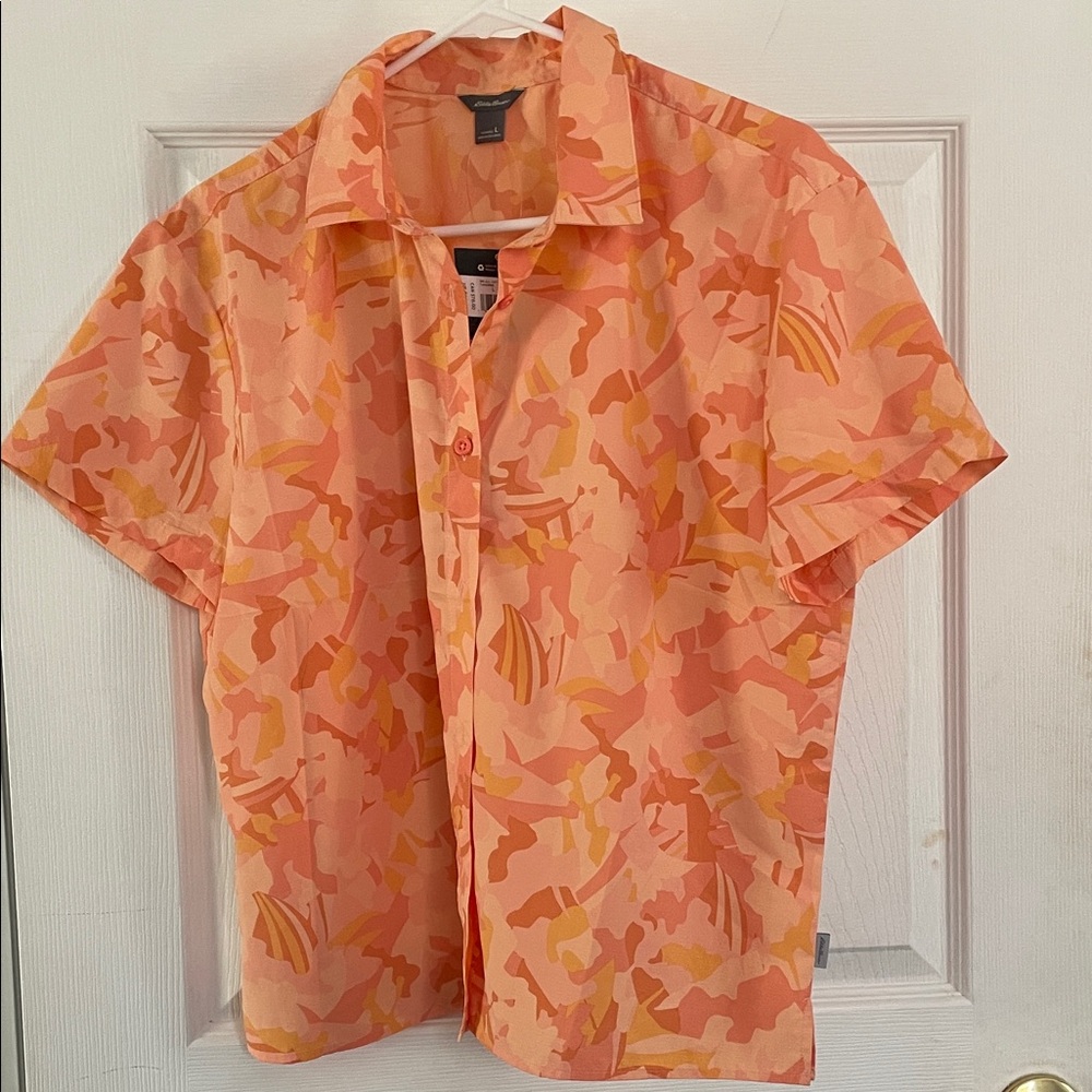 NWT Eddie Bauer Coral Shirt UPF 50 sun protection lightweight moisture wicking